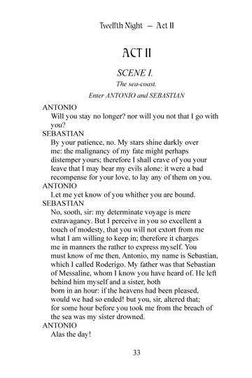 Page from Twelfth Night